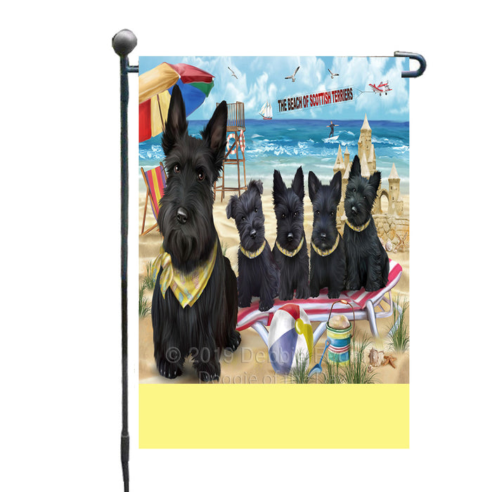 Personalized Pet Friendly Beach Scottish Terrier Dogs Custom Garden Flags GFLG-DOTD-A58408