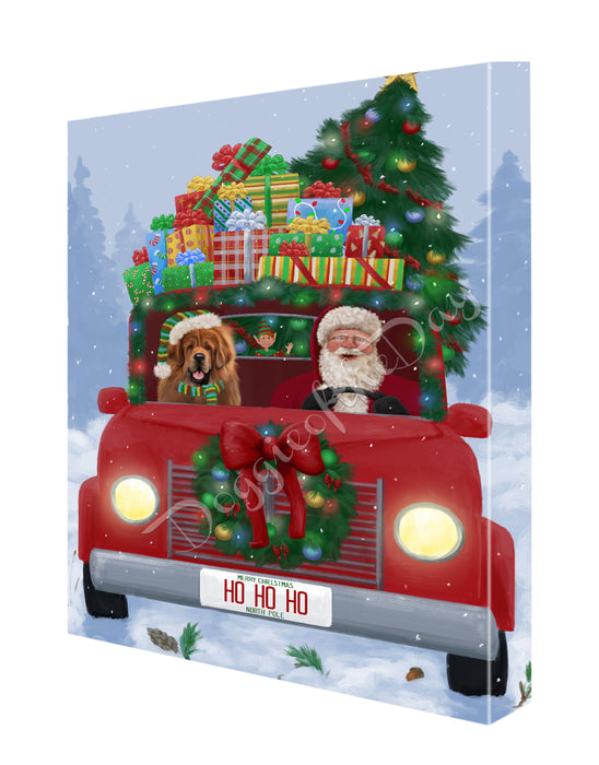 Christmas Honk Honk Here Comes Santa with Tibetan Mastiff Dog Canvas Print Wall Art Décor CVS147230