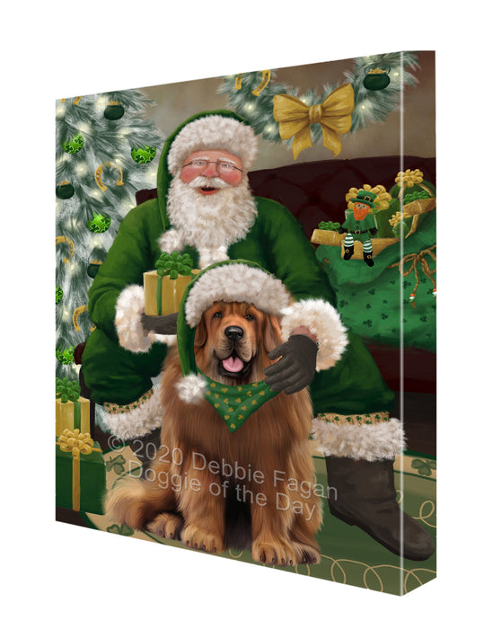 Christmas Irish Santa with Gift and Tibetan Mastiff Dog Canvas Print Wall Art Décor CVS148112