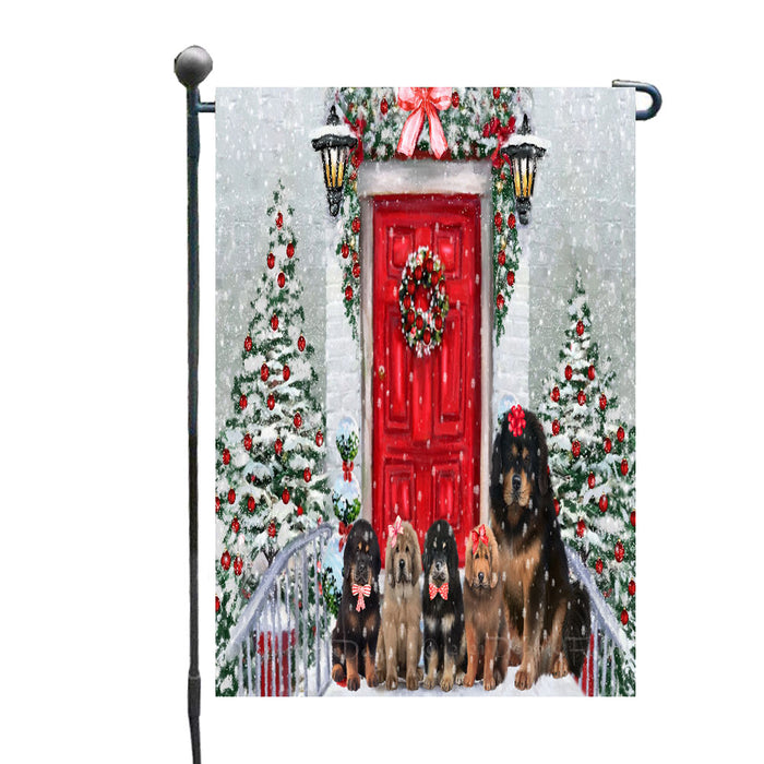 Christmas Holiday Welcome Tibetan Mastiff Dogs Garden Flags- Outdoor Double Sided Garden Yard Porch Lawn Spring Decorative Vertical Home Flags 12 1/2"w x 18"h