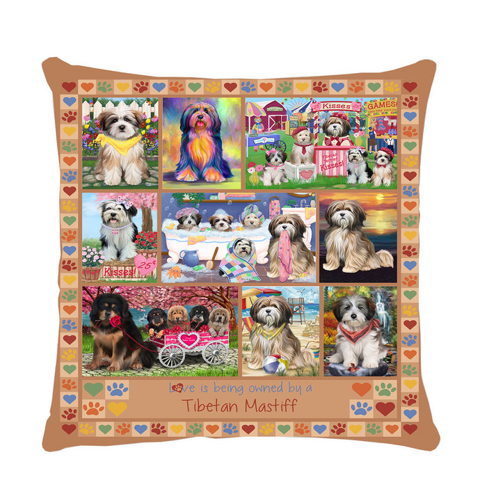 Love is Being Owned Tibetan Mastiff Dog Beige Pillow PIL85052