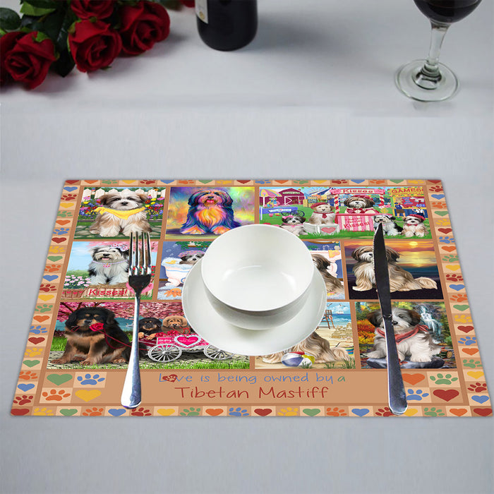Love is Being Owned Tibetan Mastiff Dog Beige Placemat