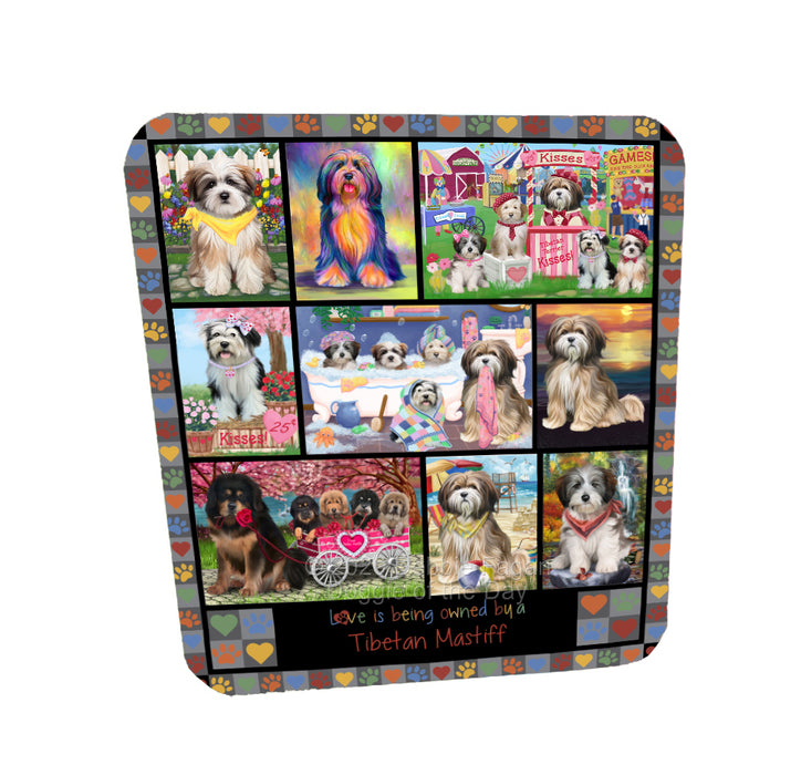 Love is Being Owned Tibetan Mastiff Dog Grey Coasters Set of 4 CSTA57743