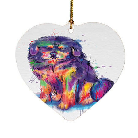 Watercolor Tibetan Mastiff Dog Heart Christmas Ornament HPOR57404