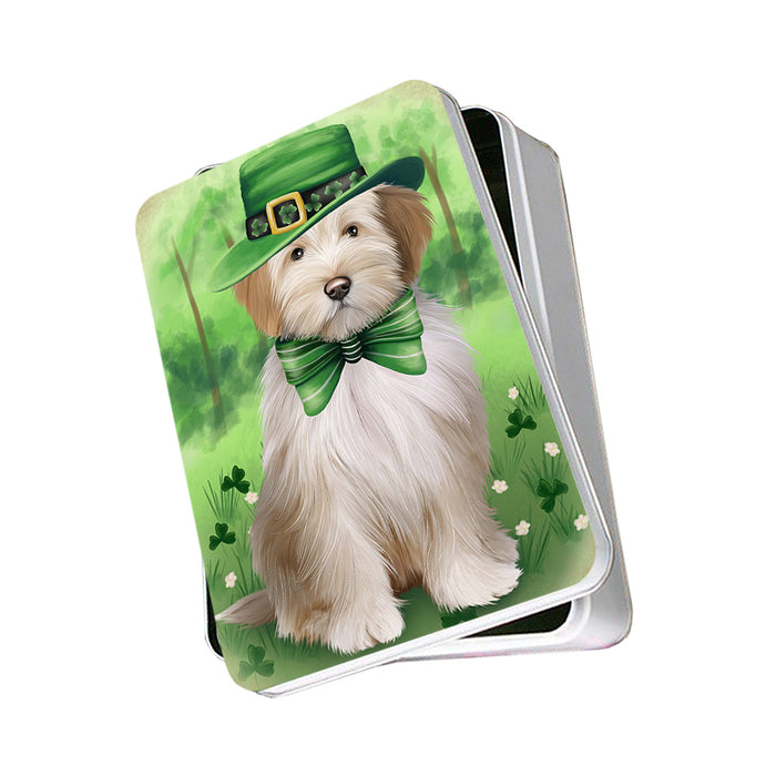 St. Patricks Day Irish Portrait Tibetan Terrier Dog Photo Storage Tin PITN49417