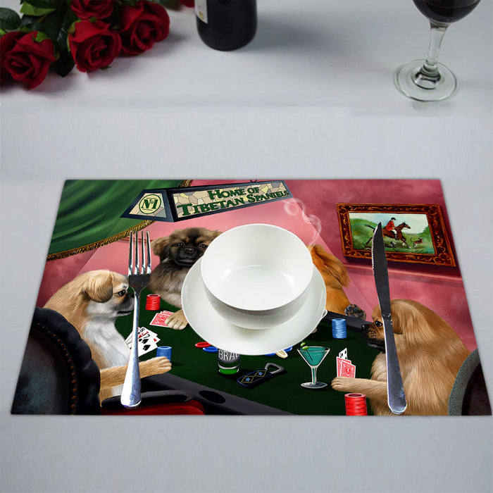 Home of  Tibetan Spaniel Dogs Playing Poker Placemat