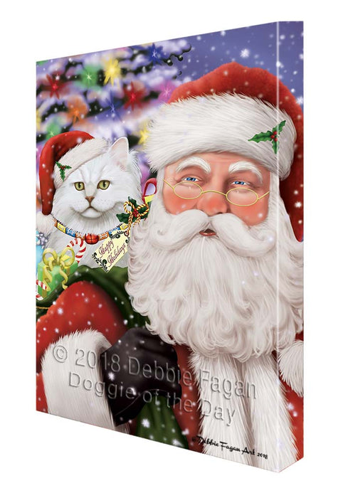 Santa Carrying Tiffany Cat and Christmas Presents Canvas Print Wall Art Décor CVS119834