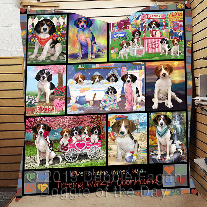 Love is Being Owned Treeing Walker Coonhound Dog Grey Quilt