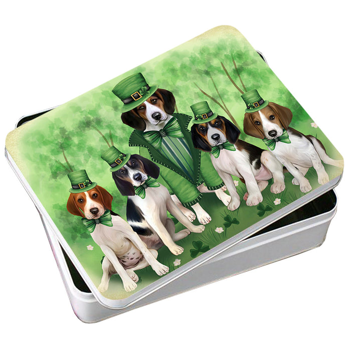 St. Patricks Day Irish Family Portrait Treeing Walker Coonhounds Dog Photo Storage Tin PITN49419