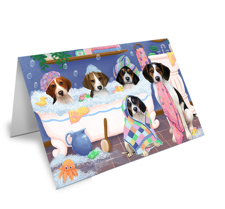 Rub A Dub Dogs In A Tub Treeing Walker Coonhounds Dog Handmade Artwork Assorted Pets Greeting Cards and Note Cards with Envelopes for All Occasions and Holiday Seasons GCD75005