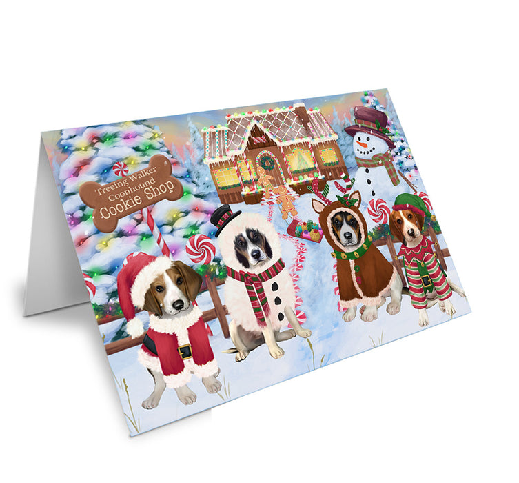 Holiday Gingerbread Cookie Shop Treeing Walker Coonhounds Dog Handmade Artwork Assorted Pets Greeting Cards and Note Cards with Envelopes for All Occasions and Holiday Seasons GCD74396