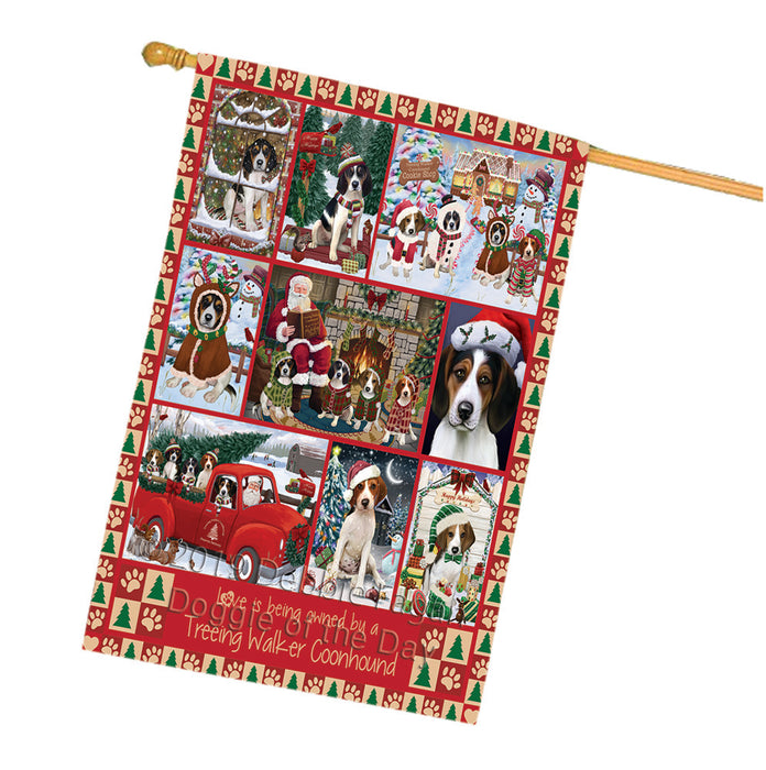 Love is Being Owned Christmas Treeing Walker Coonhound Dogs House Flag FLG66101