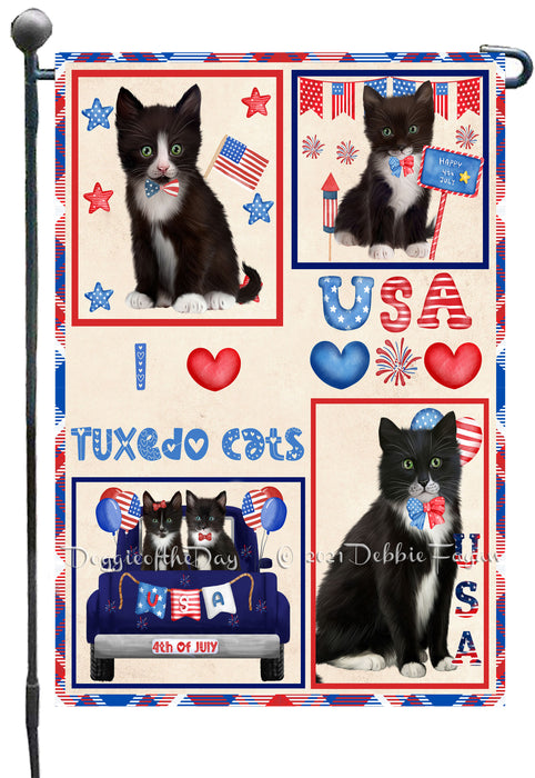 4th of July Independence Day I Love USA Tuxedo Cats Garden Flag GFLG66951