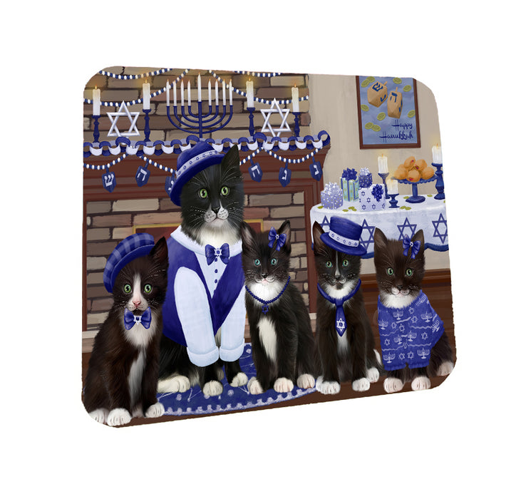 Happy Hanukkah Family Tuxedo Cats Coasters Set of 4 CSTA57886