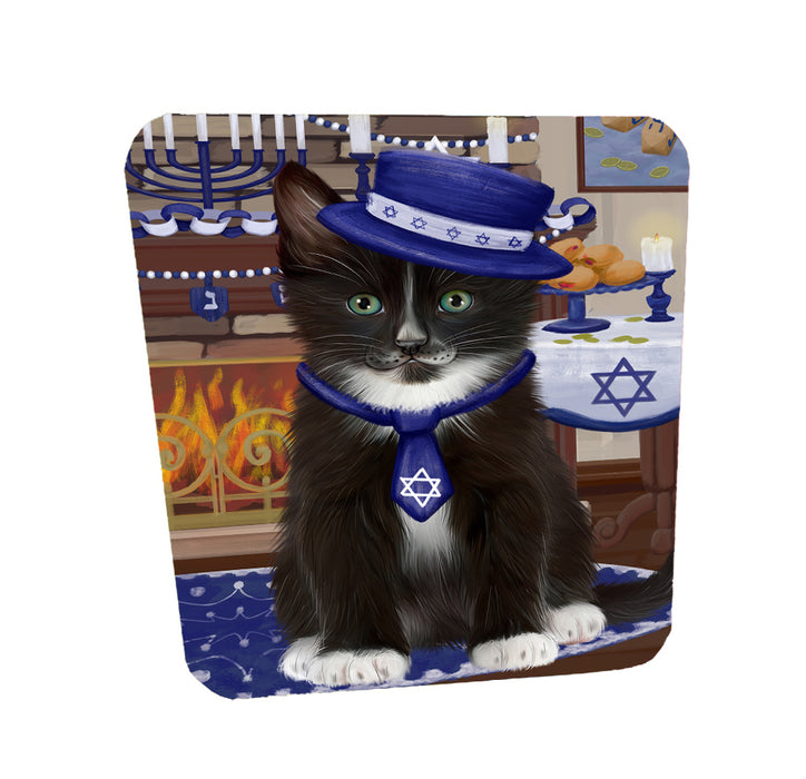 Happy Hanukkah Family Tuxedo Cats Coasters Set of 4 CSTA58770