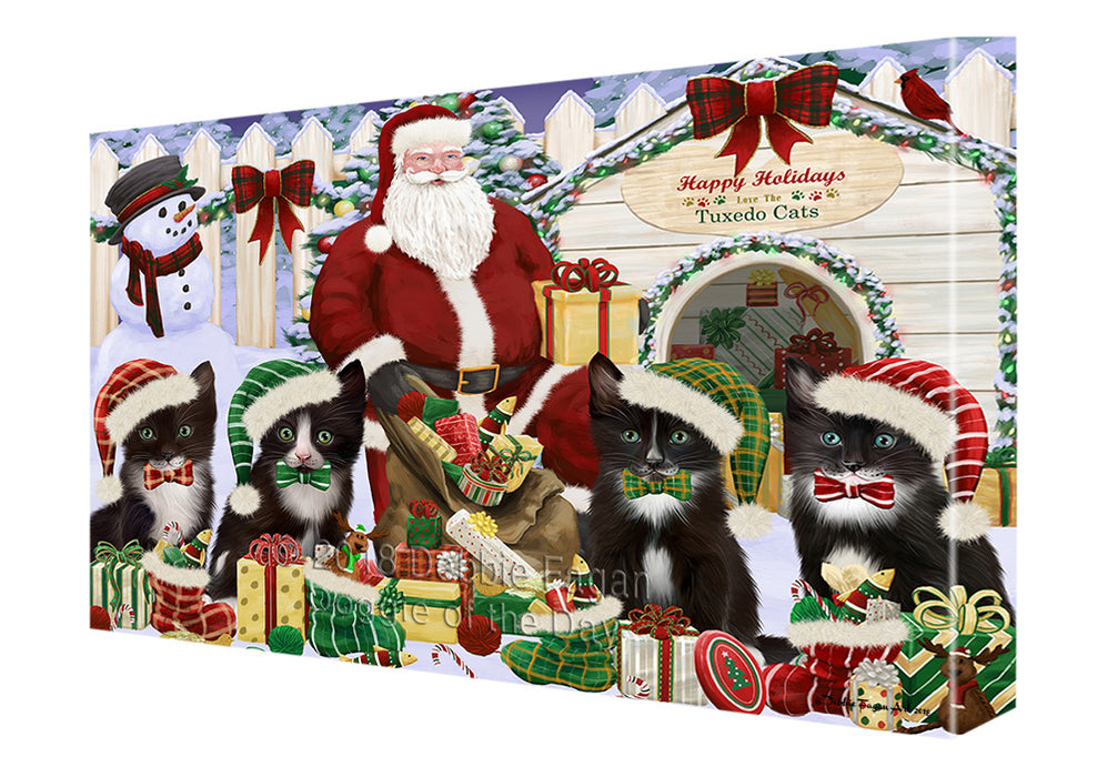 Christmas Dog House Tuxedo Cats Canvas Print Wall Art Décor CVS90296