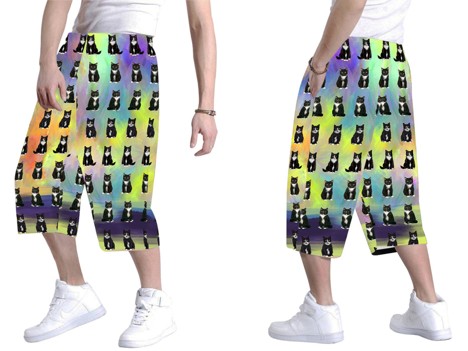 Paradise Wave Tuxedo Cats All Over Print Men's Baggy Shorts