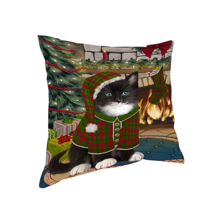 The Stocking was Hung Tuxedo Cat Pillow PIL71496
