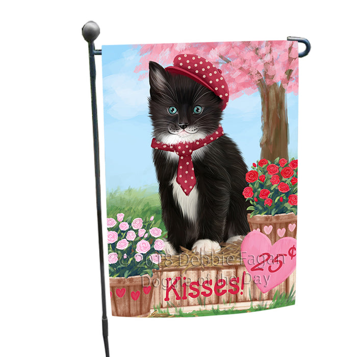 Rosie 25 Cent Kisses Tuxedo Cat Garden Flag GFLG56802