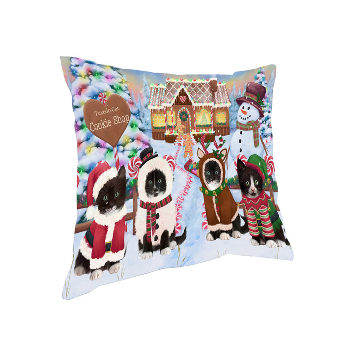 Holiday Gingerbread Cookie Shop Tuxedo Cats Pillow PIL80804