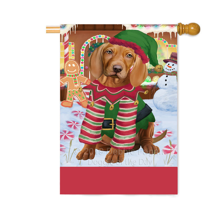 Personalized Gingerbread Candyfest Vizsla Dog Custom House Flag FLG63997