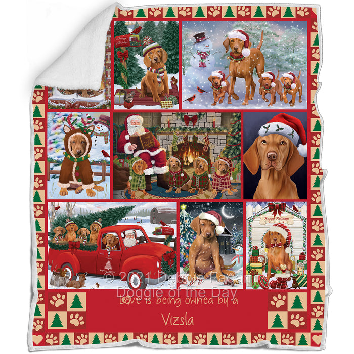 Love is Being Owned Christmas Vizsla Dogs Blanket BLNKT143507