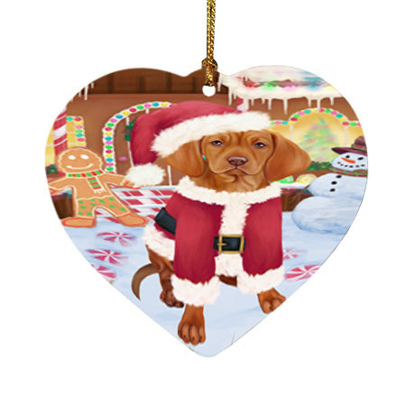 Christmas Gingerbread House Candyfest Vizsla Dog Heart Christmas Ornament HPOR56942