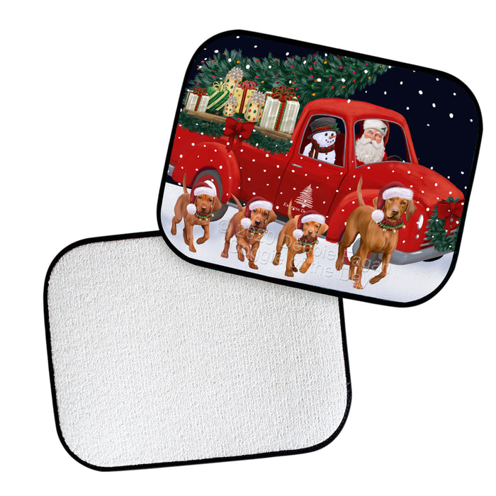 Christmas Express Delivery Red Truck Running Vizsla Dogs Polyester Anti-Slip Vehicle Carpet Car Floor Mats  CFM49588