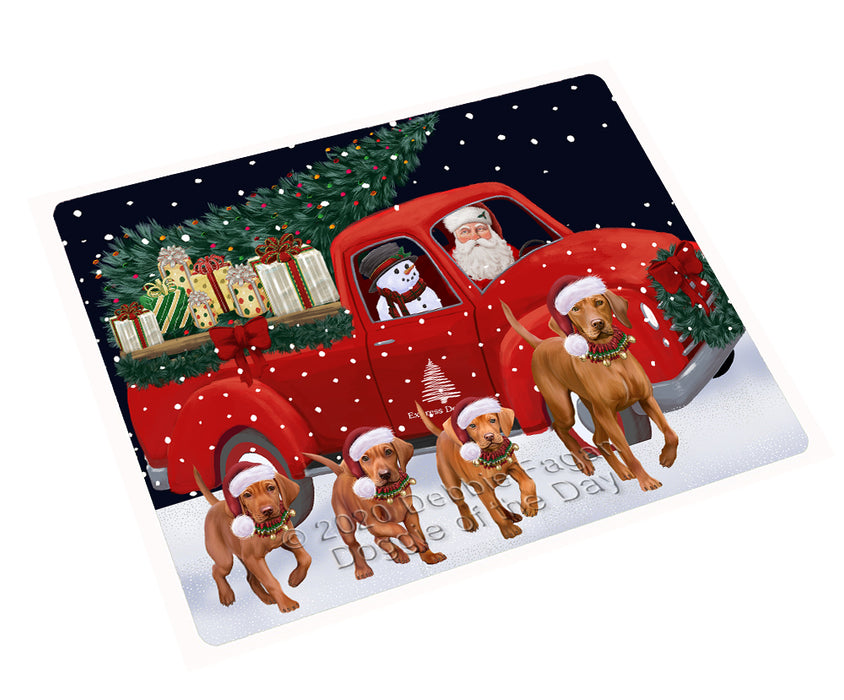 Christmas Express Delivery Red Truck Running Vizsla Dogs Cutting Board - Easy Grip Non-Slip Dishwasher Safe Chopping Board Vegetables C77911