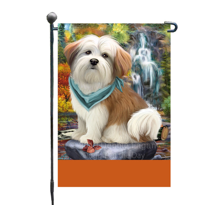 Personalized Scenic Waterfall Malti Tzu Dog Custom Garden Flags GFLG-DOTD-A61059