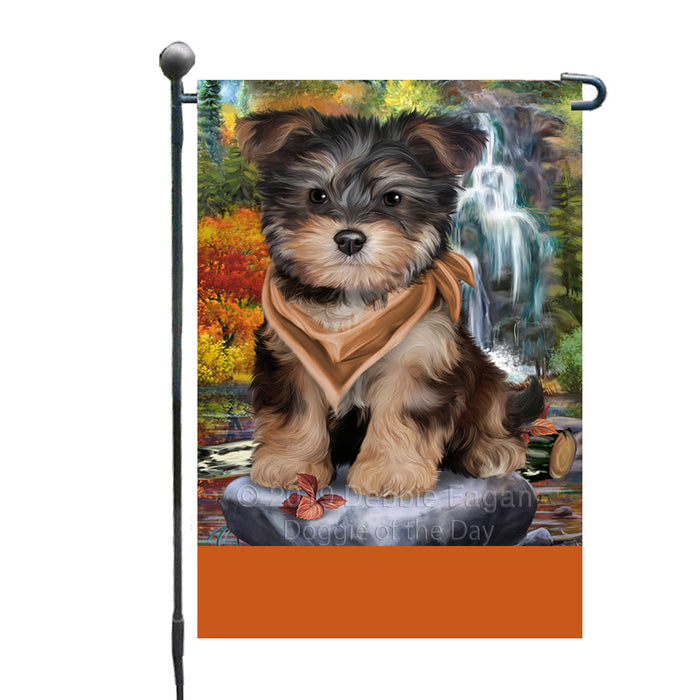 Personalized Scenic Waterfall Yorkipoo Dog Custom Garden Flags GFLG-DOTD-A61175
