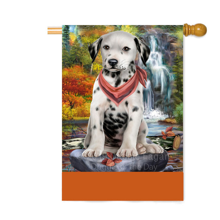 Personalized Scenic Waterfall Dalmatian Dog Custom House Flag FLG-DOTD-A61061