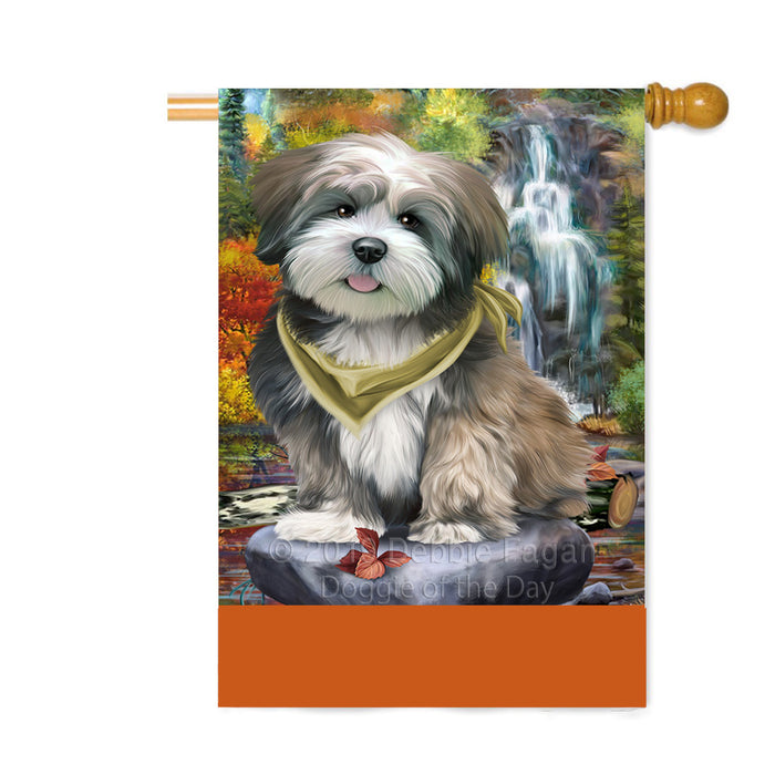 Personalized Scenic Waterfall Lhasa Apso Dog Custom House Flag FLG-DOTD-A61099