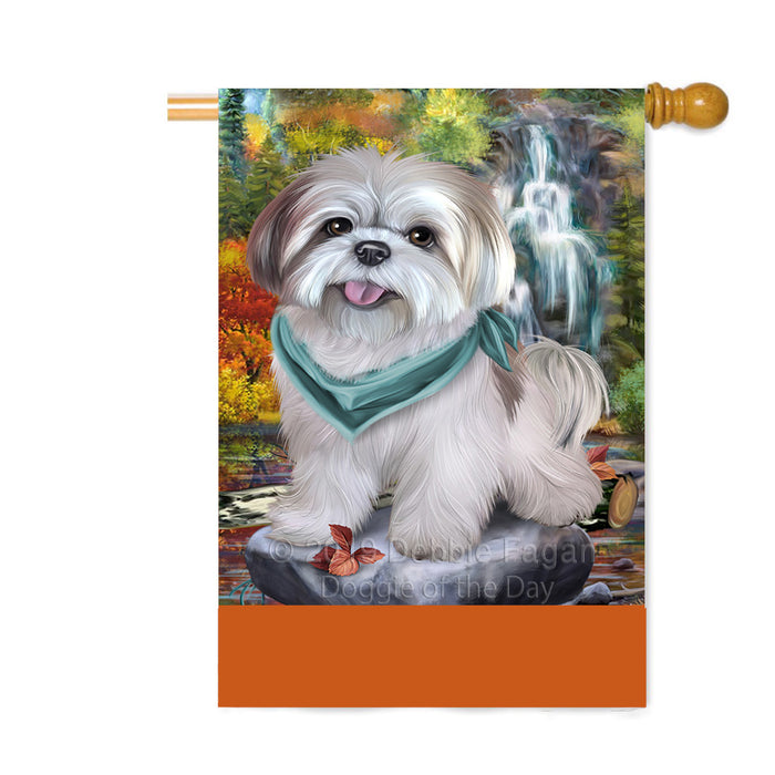 Personalized Scenic Waterfall Lhasa Apso Dog Custom House Flag FLG-DOTD-A61101