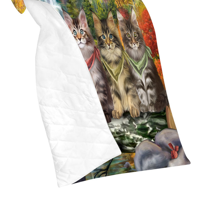 Scenic Waterfall Maine Coon Cats Quilt