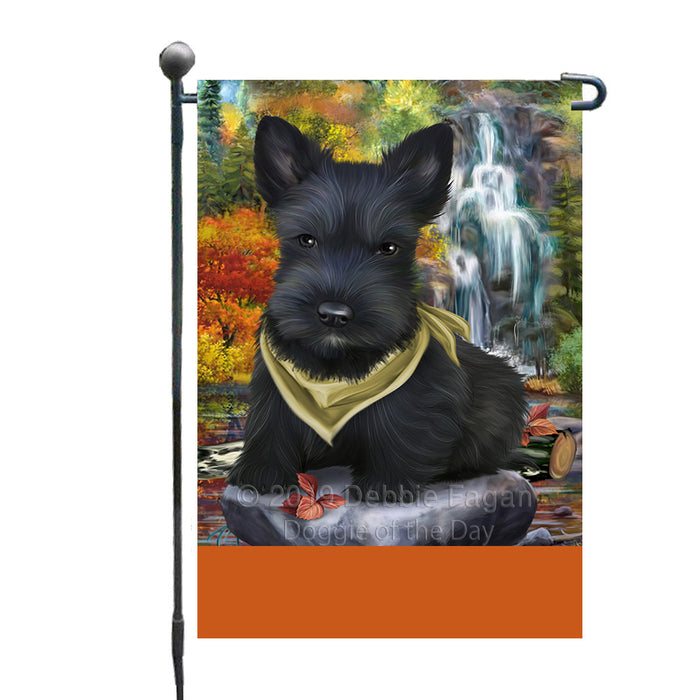 Personalized Scenic Waterfall Scottish Terrier Dog Custom Garden Flags GFLG-DOTD-A61117