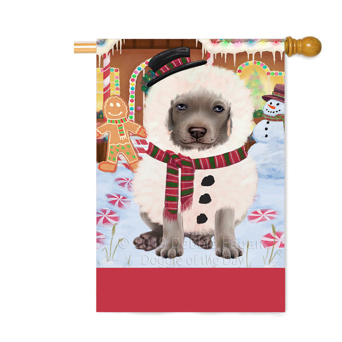 Personalized Gingerbread Candyfest Weimaraner Dog Custom House Flag FLG64004