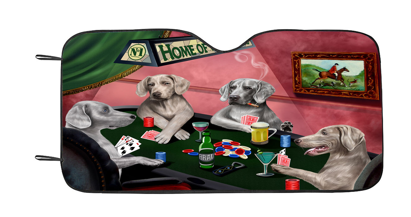 Home of  Weimaraner Dogs Playing Poker Car Sun Shade