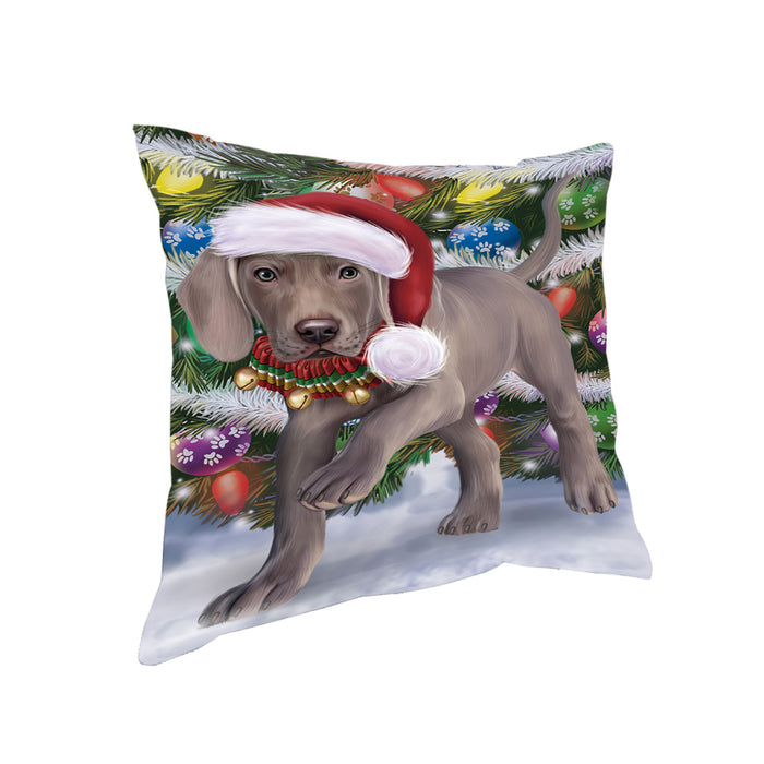 Trotting in the Snow Weimaraner Dog Pillow PIL75548