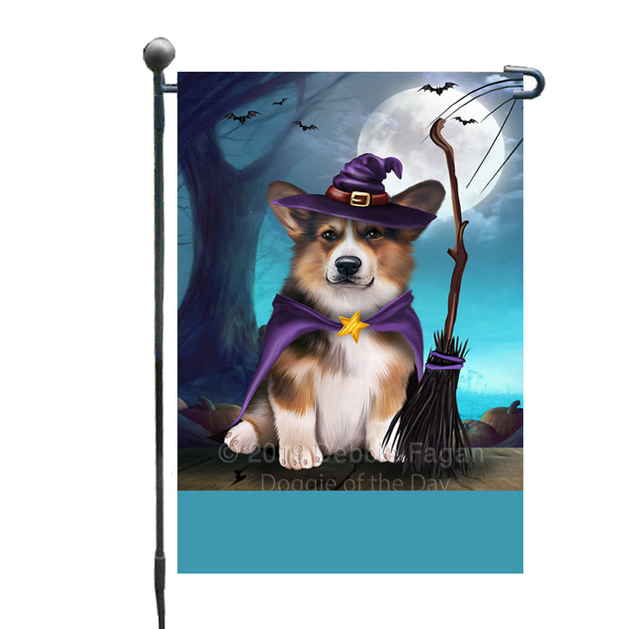 Personalized Happy Halloween Trick or Treat Welsh Corgi Dog Witch Custom Garden Flag GFLG64603