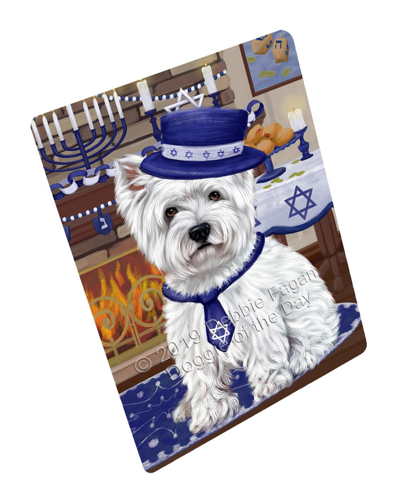 Happy Hanukkah West Highland Terrier Dog Cutting Board - For Kitchen - Scratch & Stain Resistant - Designed To Stay In Place - Easy To Clean By Hand - Perfect for Chopping Meats, Vegetables