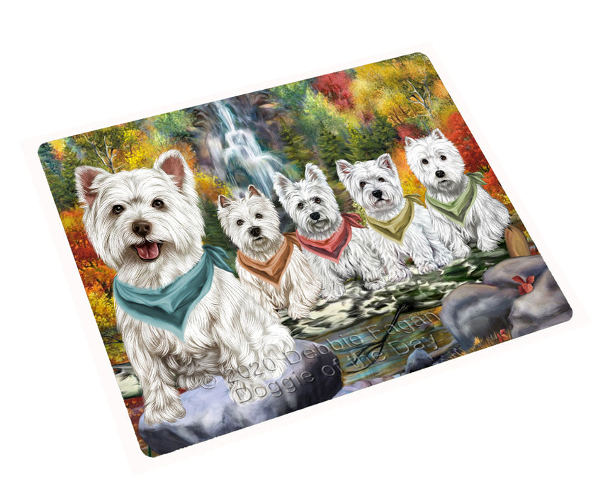 Scenic Waterfall West Highland Terrier Dogs Cutting Board - For Kitchen - Scratch & Stain Resistant - Designed To Stay In Place - Easy To Clean By Hand - Perfect for Chopping Meats, Vegetables