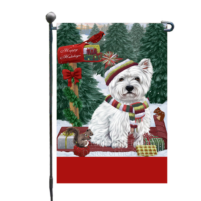 Personalized Merry Christmas Woodland Sled  West Highland Terrier Dog Custom Garden Flags GFLG-DOTD-A61724
