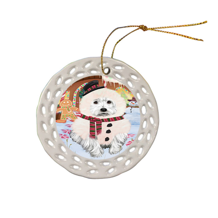 Christmas Gingerbread House Candyfest West Highland Terrier Dog Ceramic Doily Ornament DPOR56951