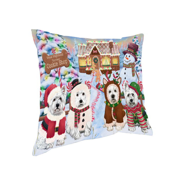 Holiday Gingerbread Cookie Shop West Highland Terriers Dog Pillow PIL80816