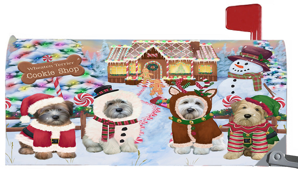 Christmas Holiday Gingerbread Cookie Shop Wheaton Terrier Dogs 6.5 x 19 Inches Magnetic Mailbox Cover Post Box Cover Wraps Garden Yard Décor MBC49038