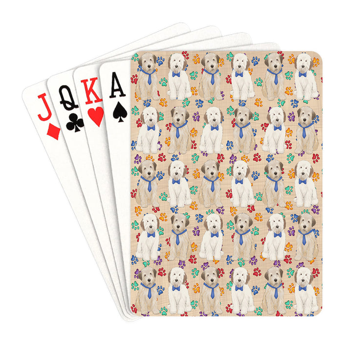 Rainbow Paw Print Wheaten Terrier Dogs Blue Playing Card Decks