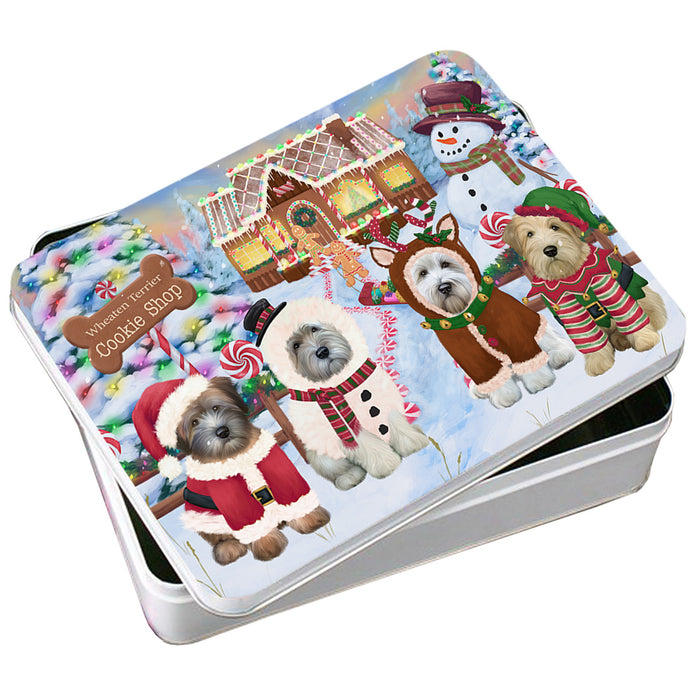 Holiday Gingerbread Cookie Shop Wheaten Terriers Dog Photo Storage Tin PITN56575