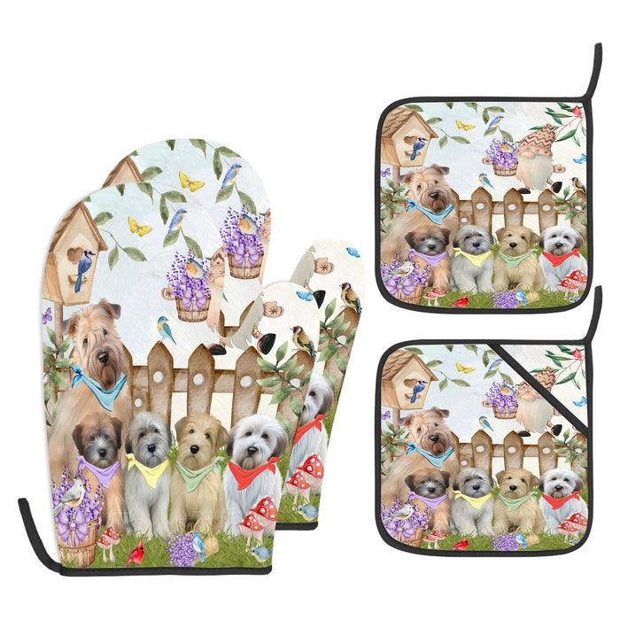 Wheaten Terrier Oven Mitts and Pot Holder Set: Kitchen Gloves for Cooking with Potholders, Custom, Personalized, Explore a Variety of Designs, Dog Lovers Gift