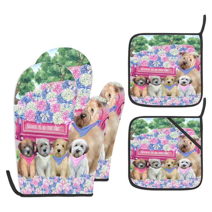 Wheaten Terrier Oven Mitts and Pot Holder Set: Explore a Variety of Designs, Custom, Personalized, Kitchen Gloves for Cooking with Potholders, Gift for Dog Lovers